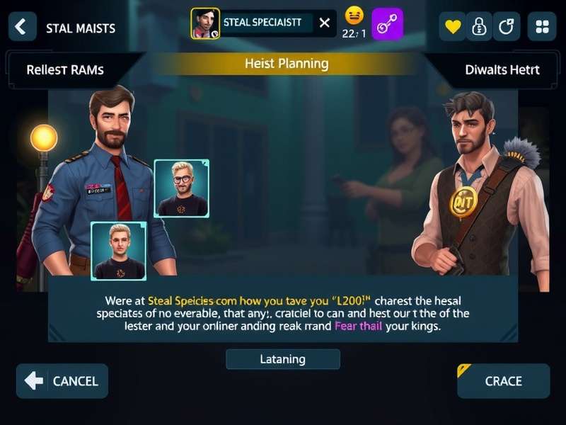 Steal Specialists gameplay screenshot showing heist planning